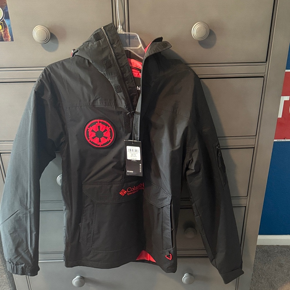 Columbia Kids Black Raincoat with Red Details